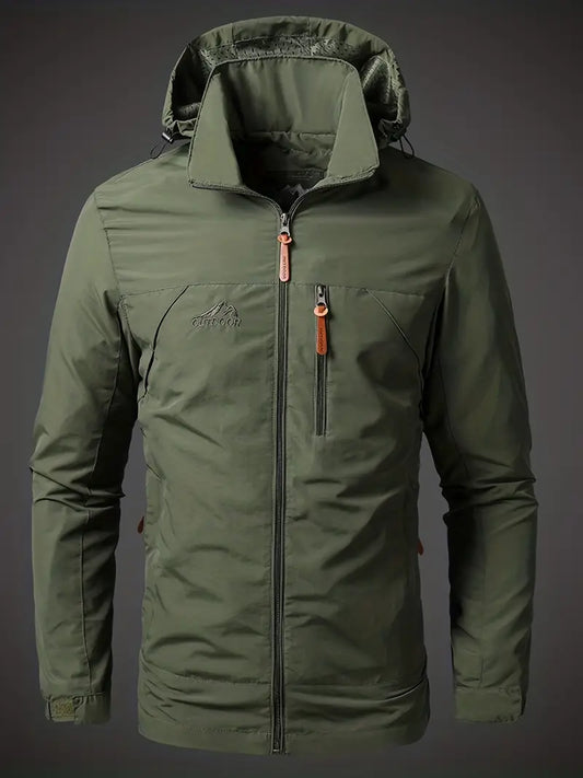 Veste de plein air homme – Coupe structurée – Imperméable et coupe-vent – Capuche réglable