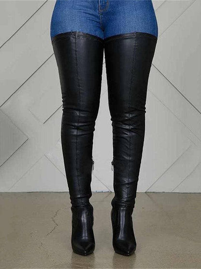 Bottines Hautes Femme - Cuir Véritable - Talon Épais - Bout Rond - Confort et Élégance