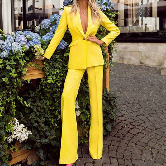 Tailleur femme – Coupe cintrée – Pantalon taille haute jambe droite – Tenue de bureau
