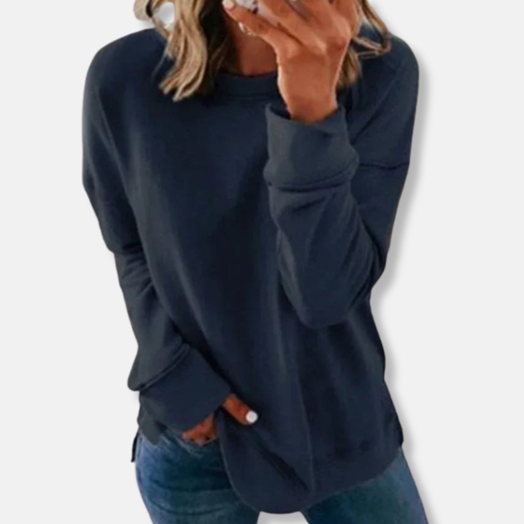 Sweatshirt femme – Coupe ample – Coton doux – Col rond confortable – Manches longues