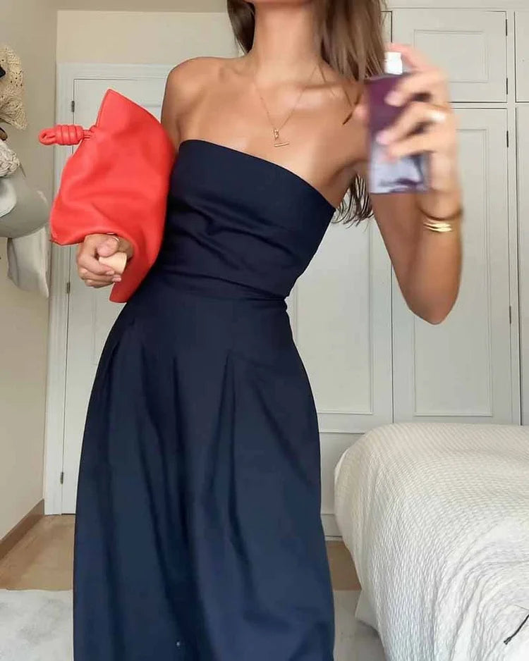 Combinaison Femme - Sans Bretelles - Coupe Évasée - Élégante et Confortable