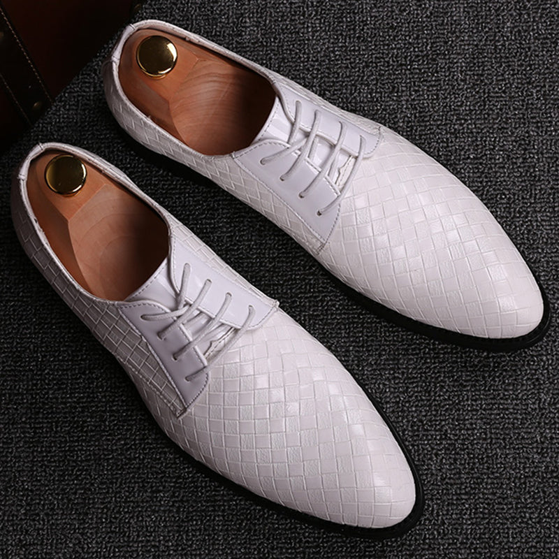 Chaussures habillées homme – Cuir tressé – Coupe structurée – Fermeture à lacets