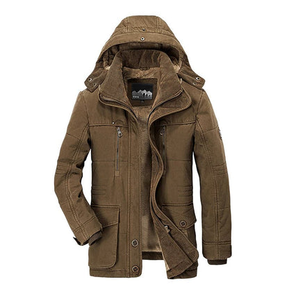 Veste pour homme – Coupe structurée – Capuche amovible – Poches fonctionnelles – Doublure chaude