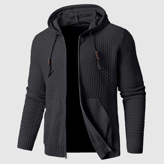 Veste à capuche homme – Maille gaufrée – Coupe regular – Fermeture zippée – Poches devant
