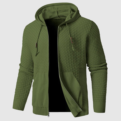 Veste à capuche homme – Maille gaufrée – Coupe regular – Fermeture zippée – Poches devant