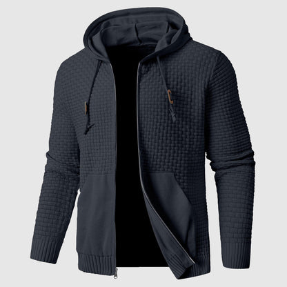Veste à capuche homme – Maille gaufrée – Coupe regular – Fermeture zippée – Poches devant