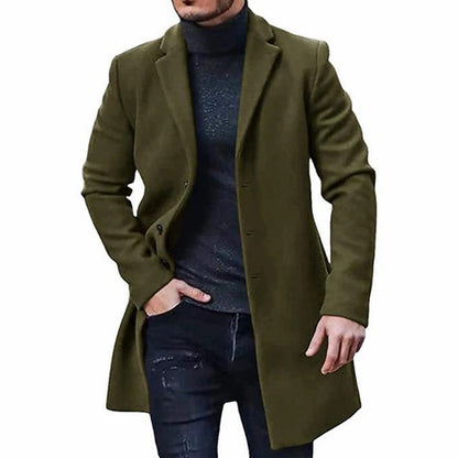 Manteau homme – Coupe ajustée – Laine mélangée – Col tailleur – Longueur genou
