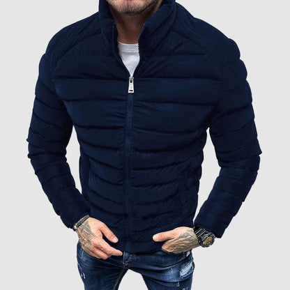 Homme Veste Matelassée - Coupe Slim - Col Montant - Poignets Côtelés