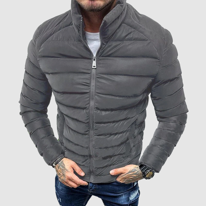 Homme Veste Matelassée - Coupe Slim - Col Montant - Poignets Côtelés