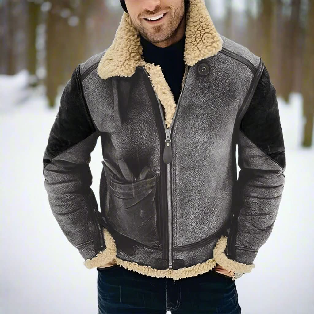 Veste Rugged Sheepdog en cuir, shearling et résistante pour homme