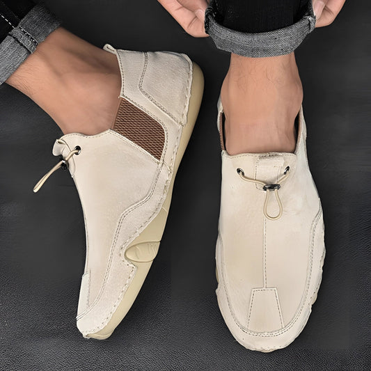 Homme Mocassins Slip-On - Matière Cuir - Semelle Flexible - Fermeture Cordon Ajustable