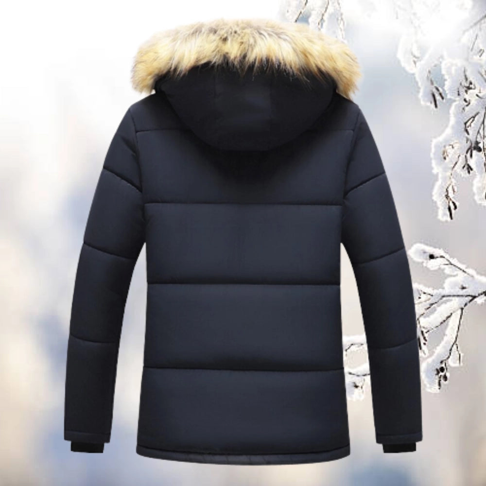 Homme Parka - Tissu Tissé - Coupe Décontractée - Longueur Mi-Cuisse - Capuche Fourrée