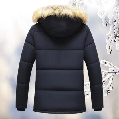 Homme Parka - Tissu Tissé - Coupe Décontractée - Longueur Mi-Cuisse - Capuche Fourrée
