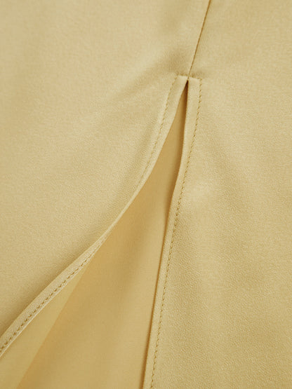 Robe Longue Femme - Satin Élégant - Sans Manches - Fendue - Coupe Ajustée
