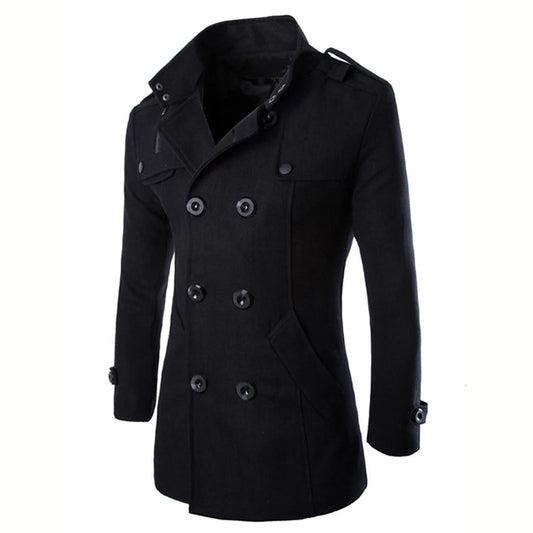 Veste homme – Coupe ajustée – Laine chaude – Double boutonnage – Col montant