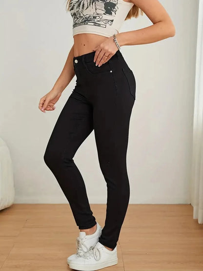 Jean Skinny Femme - Taille Haute - Coupe Ajustée - Confort Extensible