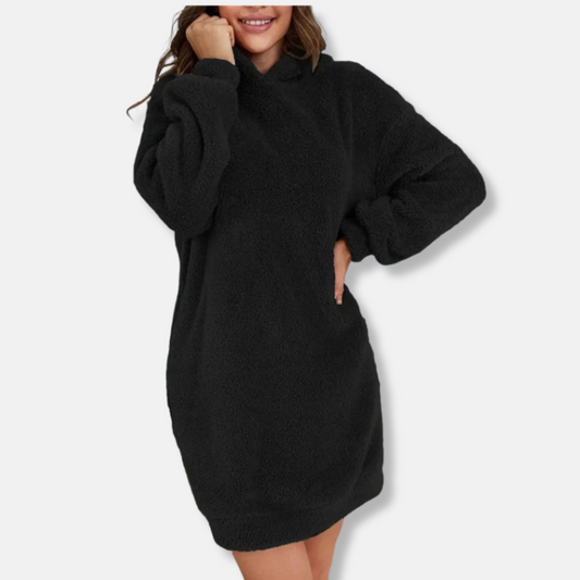Robe sweat à capuche femme – Coupe oversize – Molleton doux – Manches longues