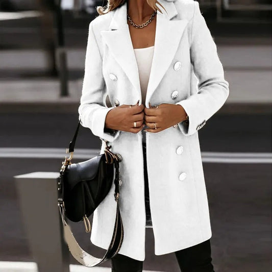 Blazer femme – Coupe cintrée – Tissu luxueux – Double boutonnage – Longueur mi-cuisse