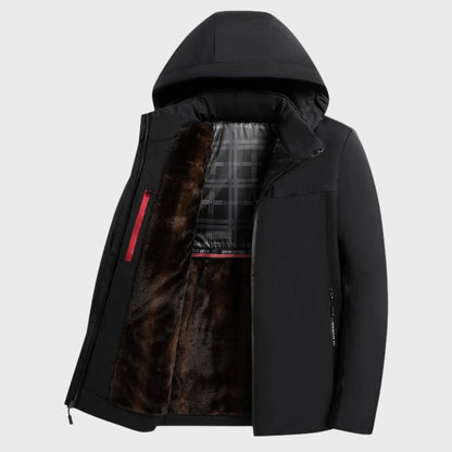 Veste homme imperméable – Doublure chaude en fourrure – Capuche – Coupe décontractée
