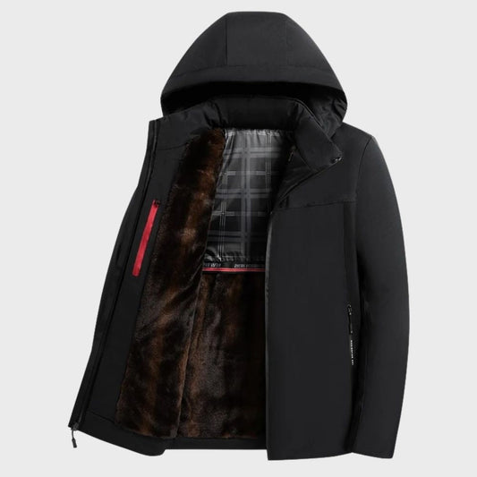 Veste homme imperméable – Doublure chaude en fourrure – Capuche – Coupe décontractée