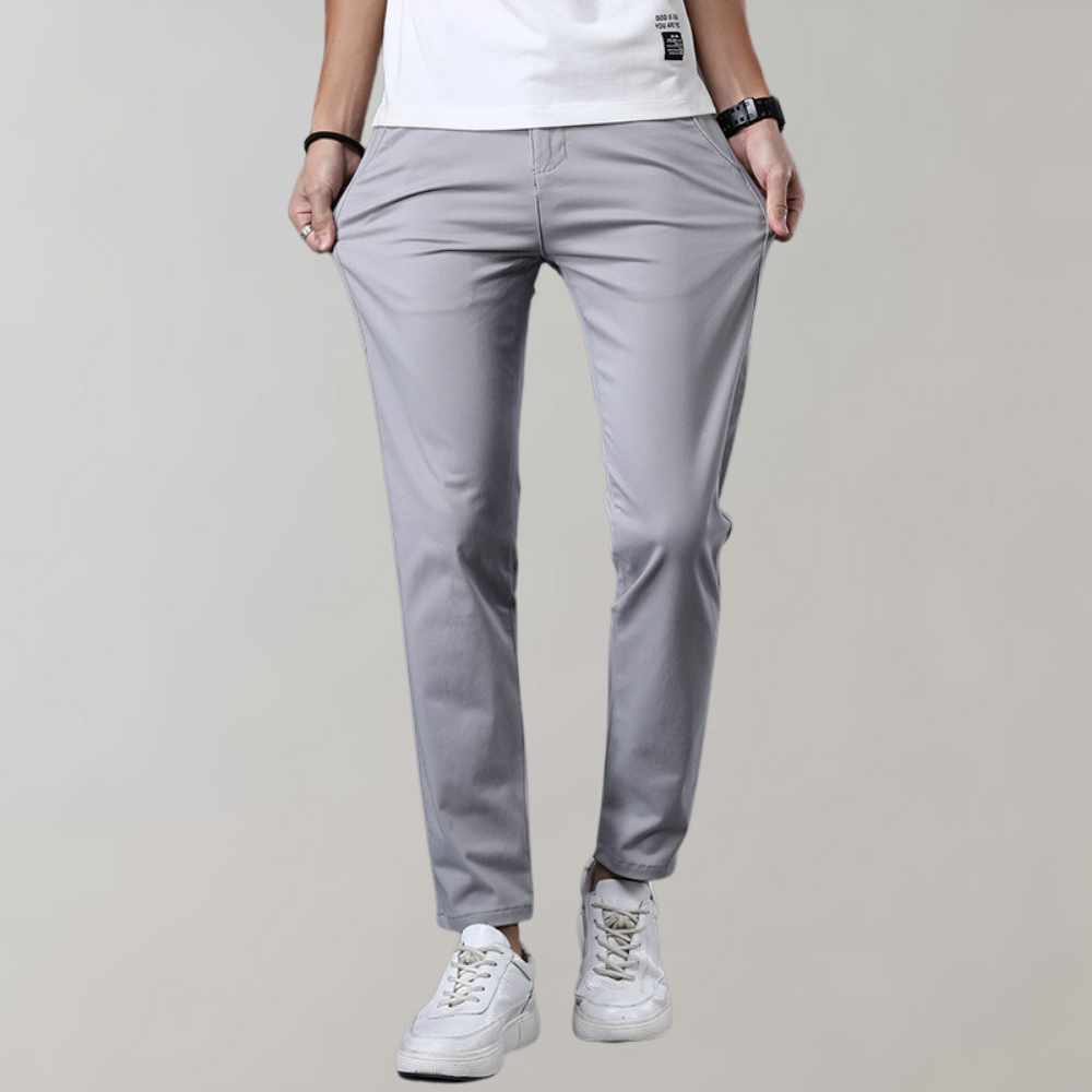 Pantalon chino homme – Coupe slim – Coton doux – Taille basse – Style business casual