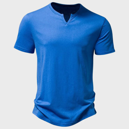 T-shirt homme – Coupe régulière – Soft knit – Col Henley – Manches courtes respirantes