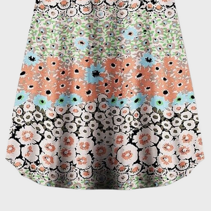 Robe Longue Femme - Sans Manches - Col V - Fluide et Boho - Motif Fleuri