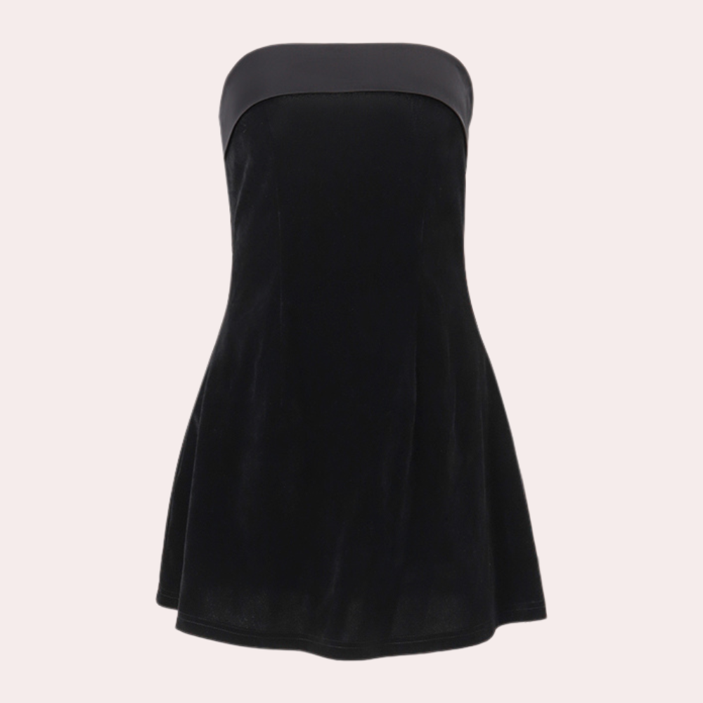 Robe Mini Femme – Velours Luxueux – Sans Bretelles – Coupe Ajustée Élégante