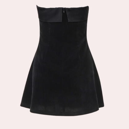Robe Mini Femme – Velours Luxueux – Sans Bretelles – Coupe Ajustée Élégante