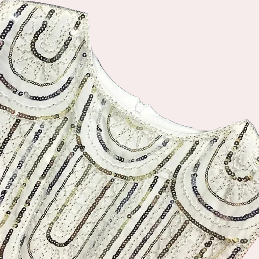 Robe Femme Sans Manches - Sequins Brillants - Coupe Élegante - Col Haut - Courte