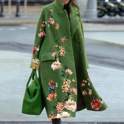 Manteau femme – Laine mélangée – Coupe oversize – Longueur maxi – Motif abstrait