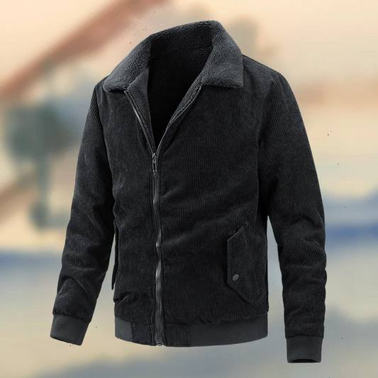 Veste homme décontractée – Velours côtelé – Fermeture zippée – Col chemise