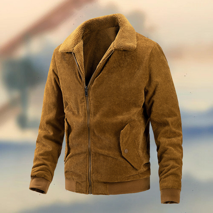 Veste homme décontractée – Velours côtelé – Fermeture zippée – Col chemise