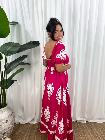 Robe Longue Femme - Épaules Dénudées - Manches Courtes Bouffantes - Fluide et Élégante