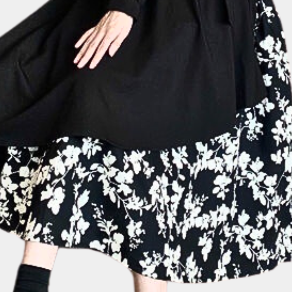 Robe Femme Élégante - Manches Longues - Col Classique - Jupe Asymétrique Fluide