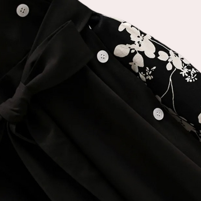 Robe Femme Élégante - Manches Longues - Col Classique - Jupe Asymétrique Fluide