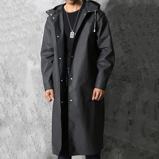 Imperméable homme – Coupe oversize – Longueur genou – Capuche ajustable – Fermeture boutons
