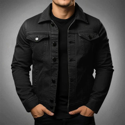 Veste en jean homme – Coupe slim – Boutonnage métal – Style classique structuré
