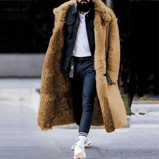 Manteau long homme – Coupe oversize – Doublure douce – Capuche – Laine – Fermeture brandebourg