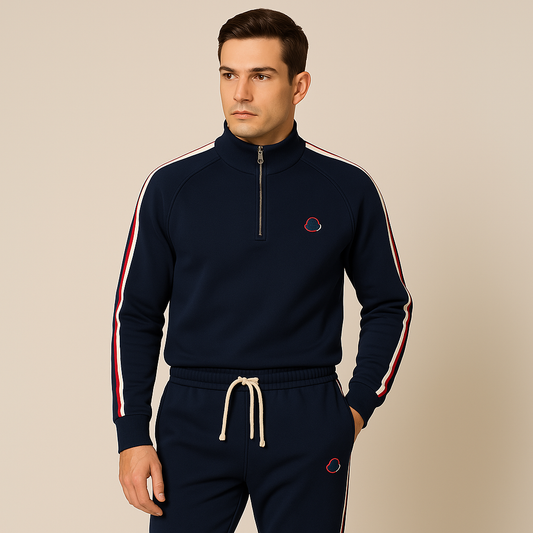 Survêtement homme – Coupe standard – Tissu respirant – Zip intégral – Détail rayé