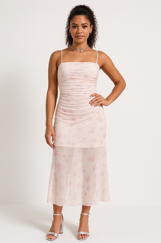 Robe longue sans manches femme – Coupe moulante – Bretelles fines – Ourlet sirène