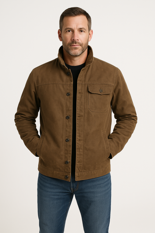 Veste utilitaire homme – 100 % coton épais – Coupe décontractée – Fermeture boutonnée