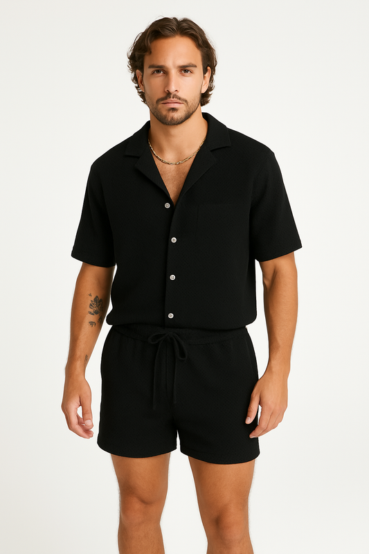Chemise homme – Coupe décontractée – Manches courtes – Tissu texturé respirant