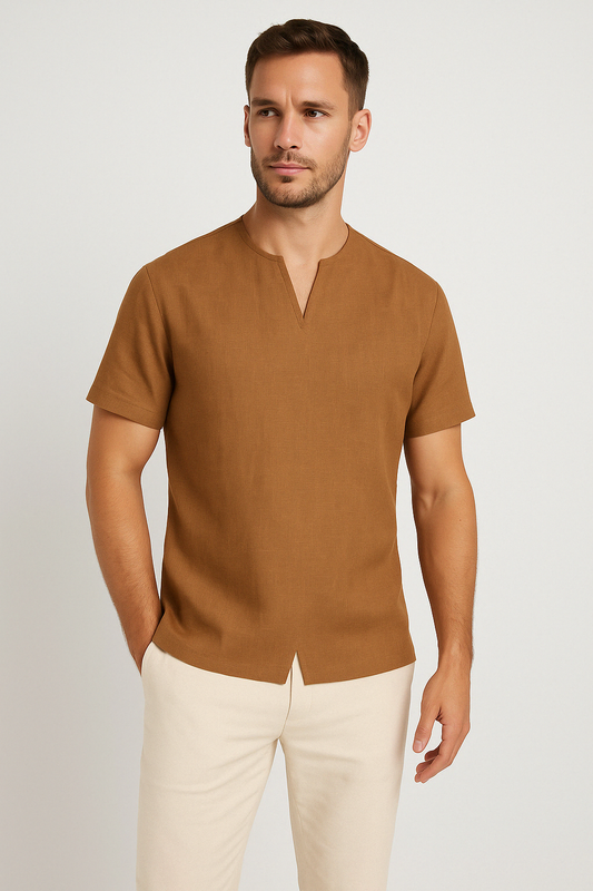 T-shirt homme oversize – Coton respirant – Col V – Manches courtes – Coupe ample