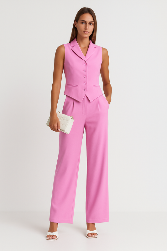 Gilet sans manches femme – Coupe structurée – Col tailleur – Style habillé élégant