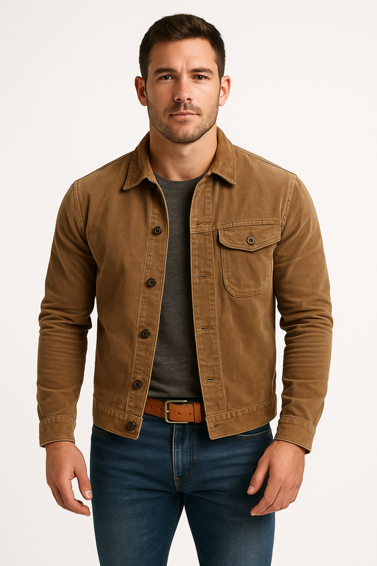 Veste homme – Coupe ajustée – Coton mélangé – Col chemise – Fermeture boutonnée