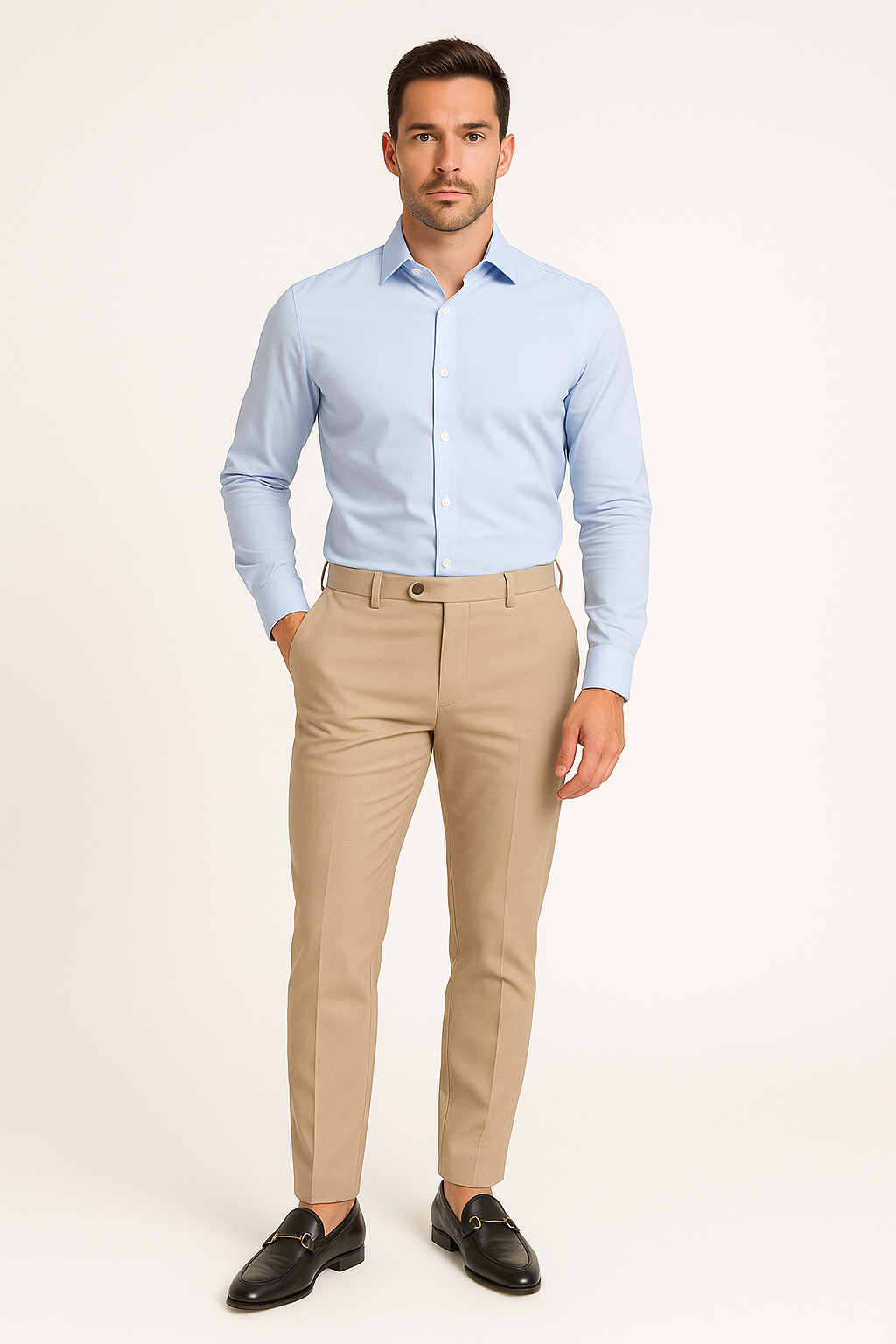 Pantalon homme – Coupe slim – Tissu coton mélangé – Jambe fuselée – Style business casual