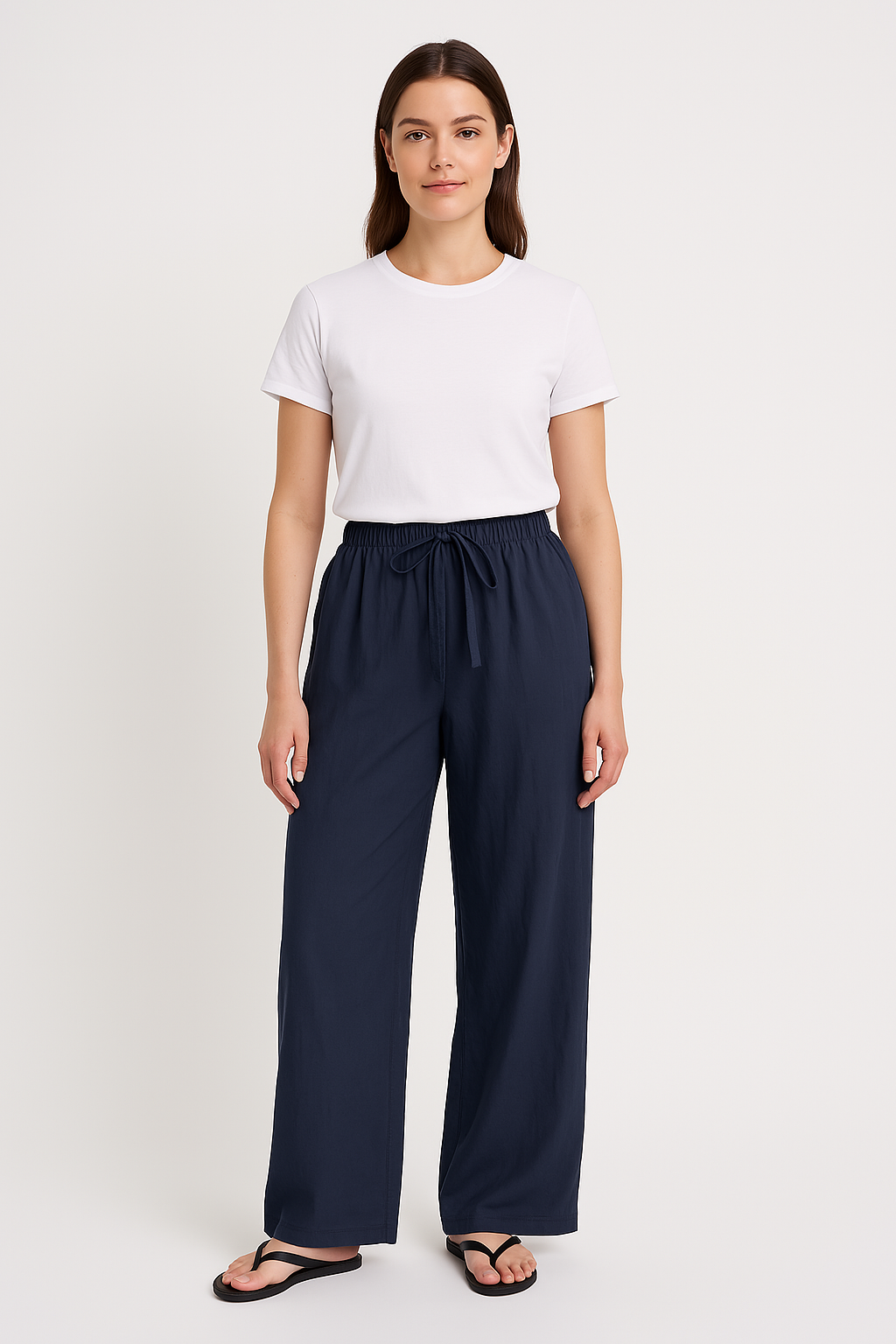 Pantalon femme large – Taille haute – Coupe fluide – Tissu doux respirant