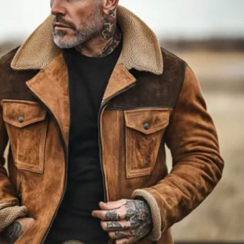 Veste en daim Rugged Elegance, sophistiquée et durable pour homme