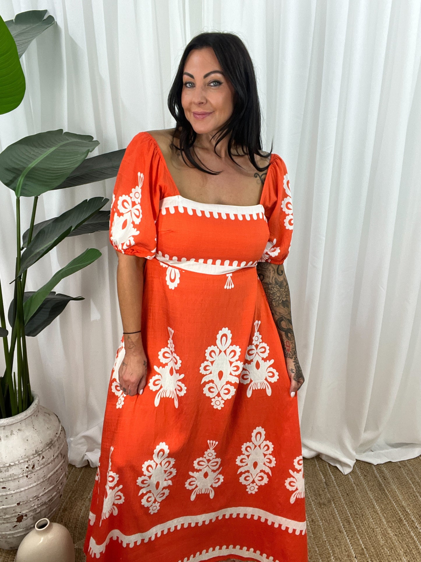 Robe Longue Femme - Épaules Dénudées - Manches Courtes Bouffantes - Fluide et Élégante